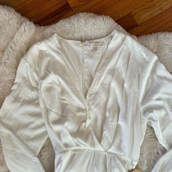WAYF Attina Satin White Wrap Dress Size Small - Picture 8 of 8